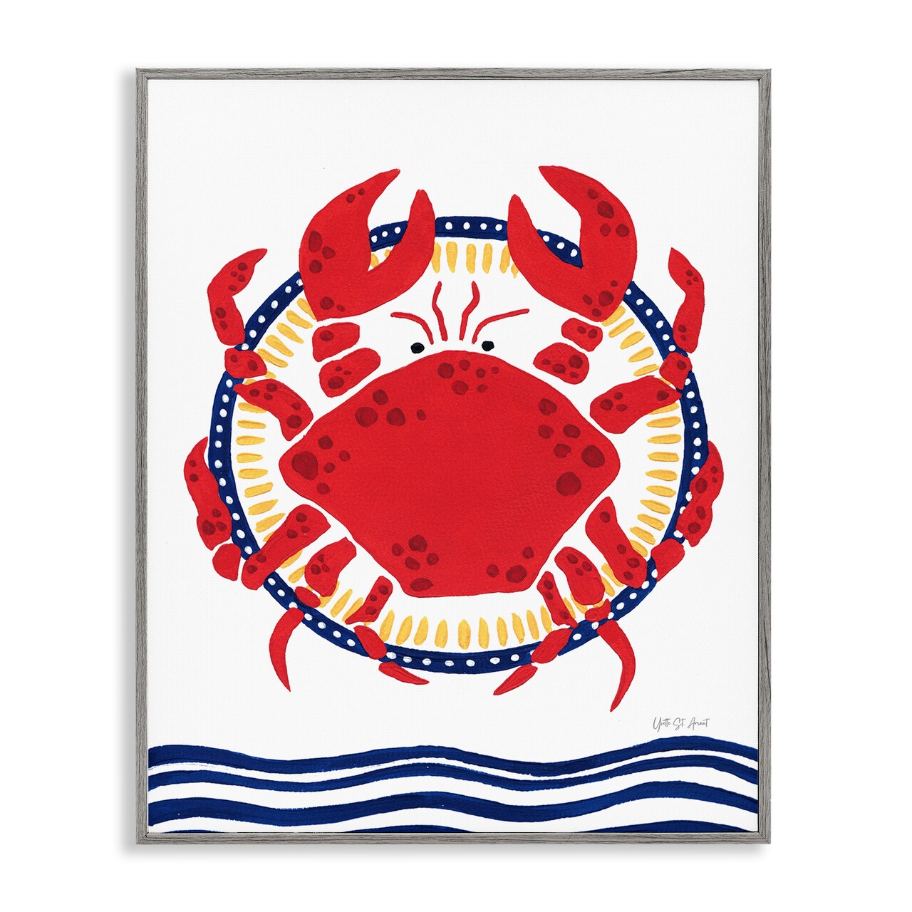 Stupell Industries Kitschy Coastal Crab Framed Giclee Wall Art Design by Yvette St. Amant